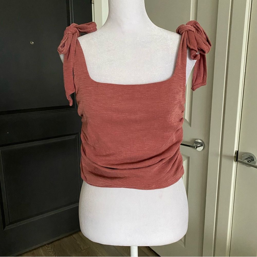 Free People Mauve Pink Boulevard Tank with Bow Tie Straps Size M
